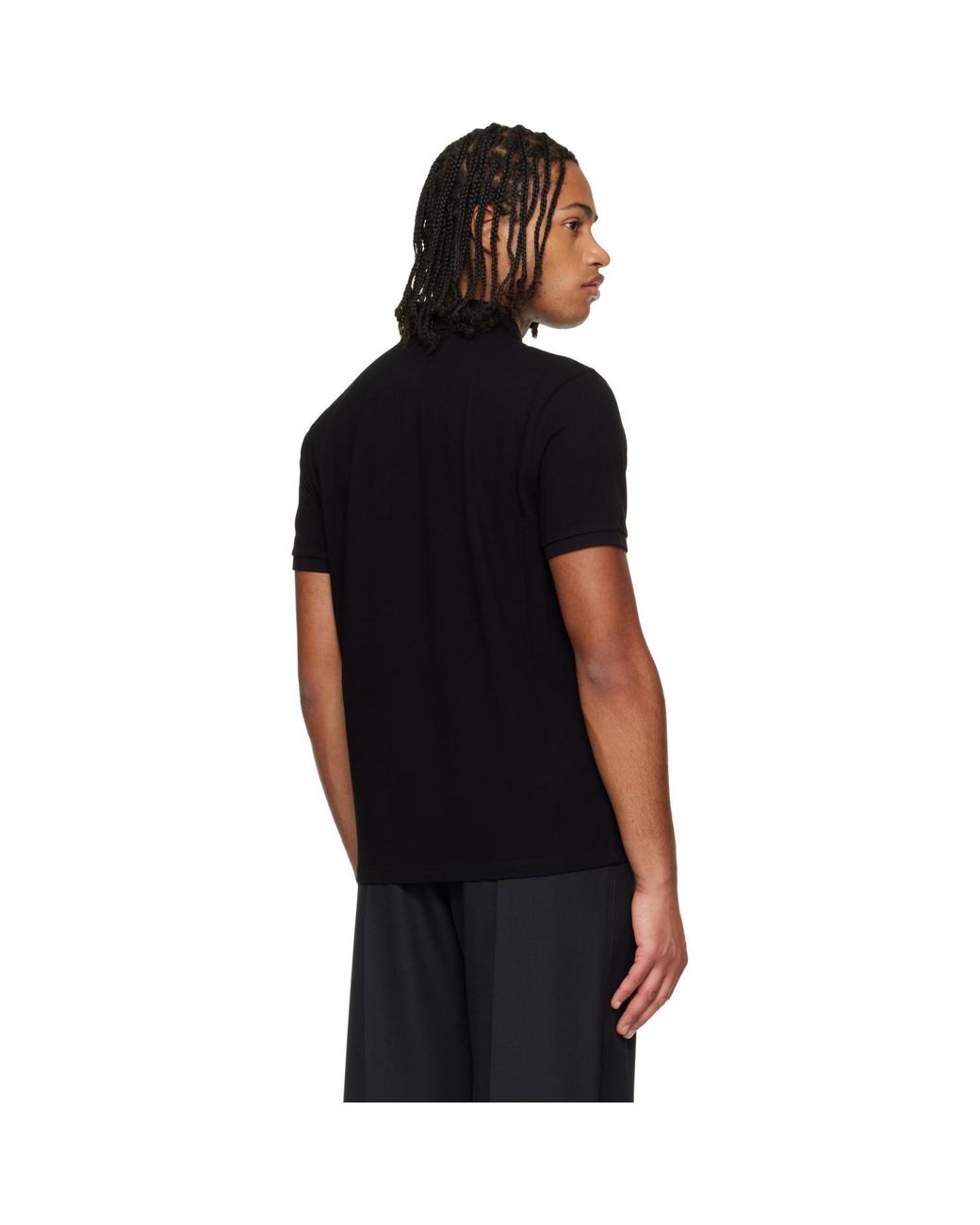 Moncler Black Cotton Piquet Pocket Polo for men