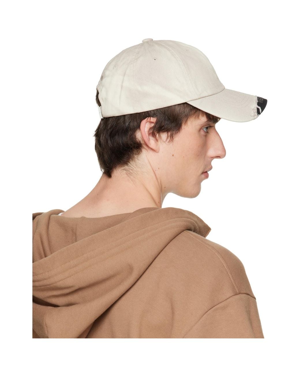 we11done Brown Off- Distressed Cap for men