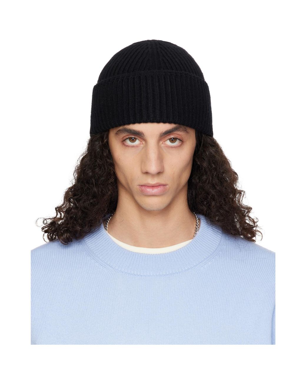 YACAIA Blue Y-0004 Merino & Cashmere Beanie for men