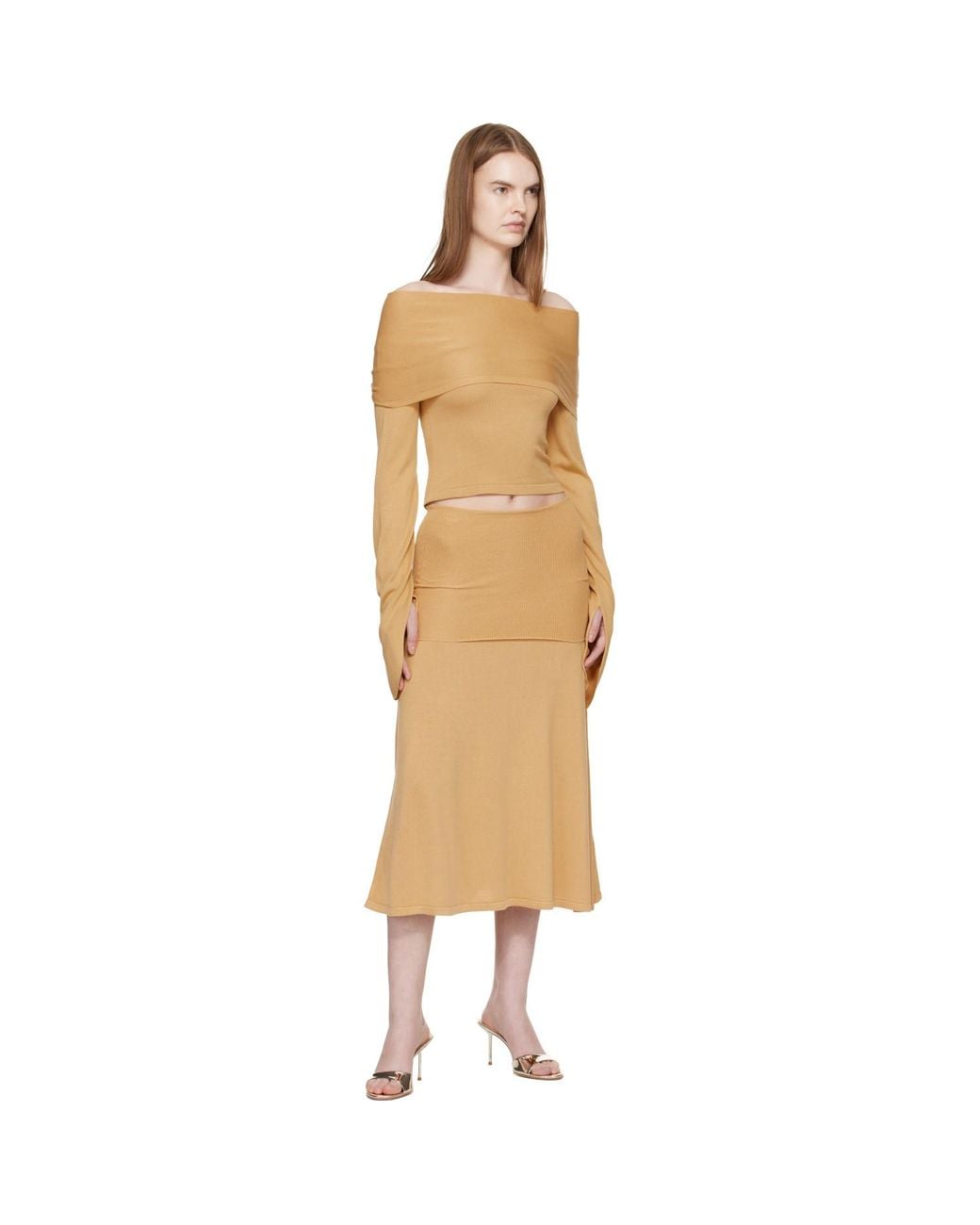 AYA MUSE Natural Tan Rylin Midi Skirt