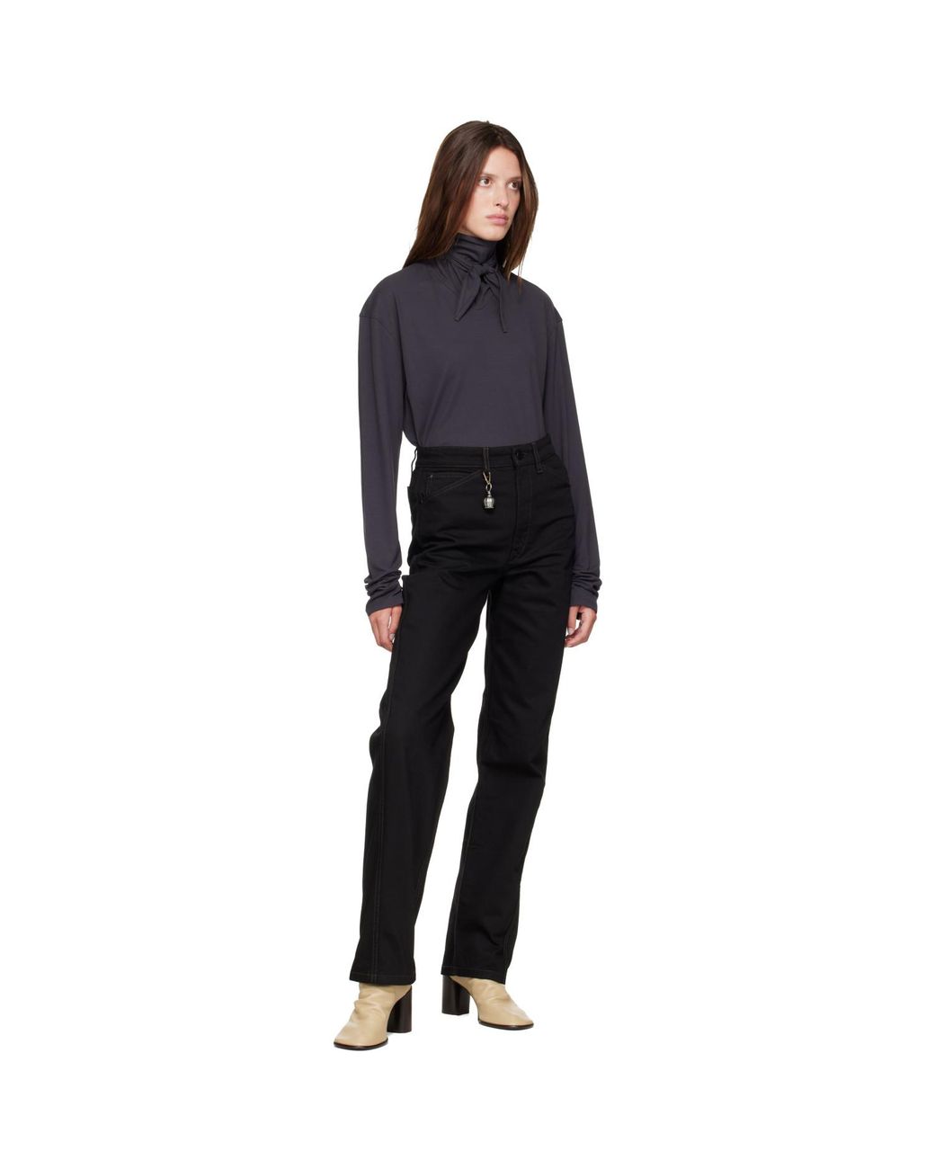 Lemaire Black Five Pockets Twisted Jeans