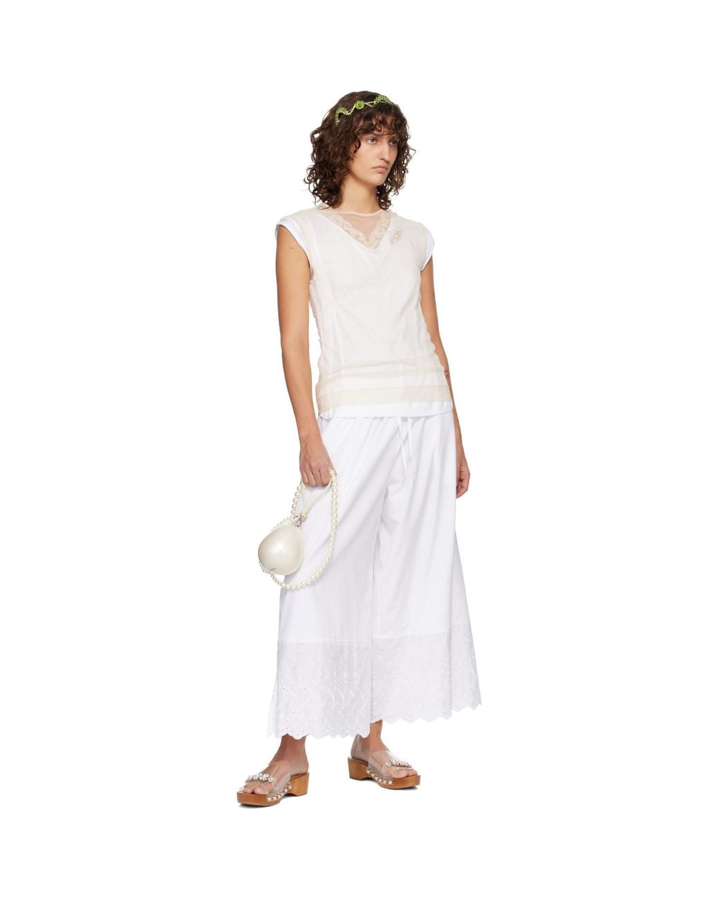 Simone Rocha White Off- Pearl Crossbody Micro Egg Bag