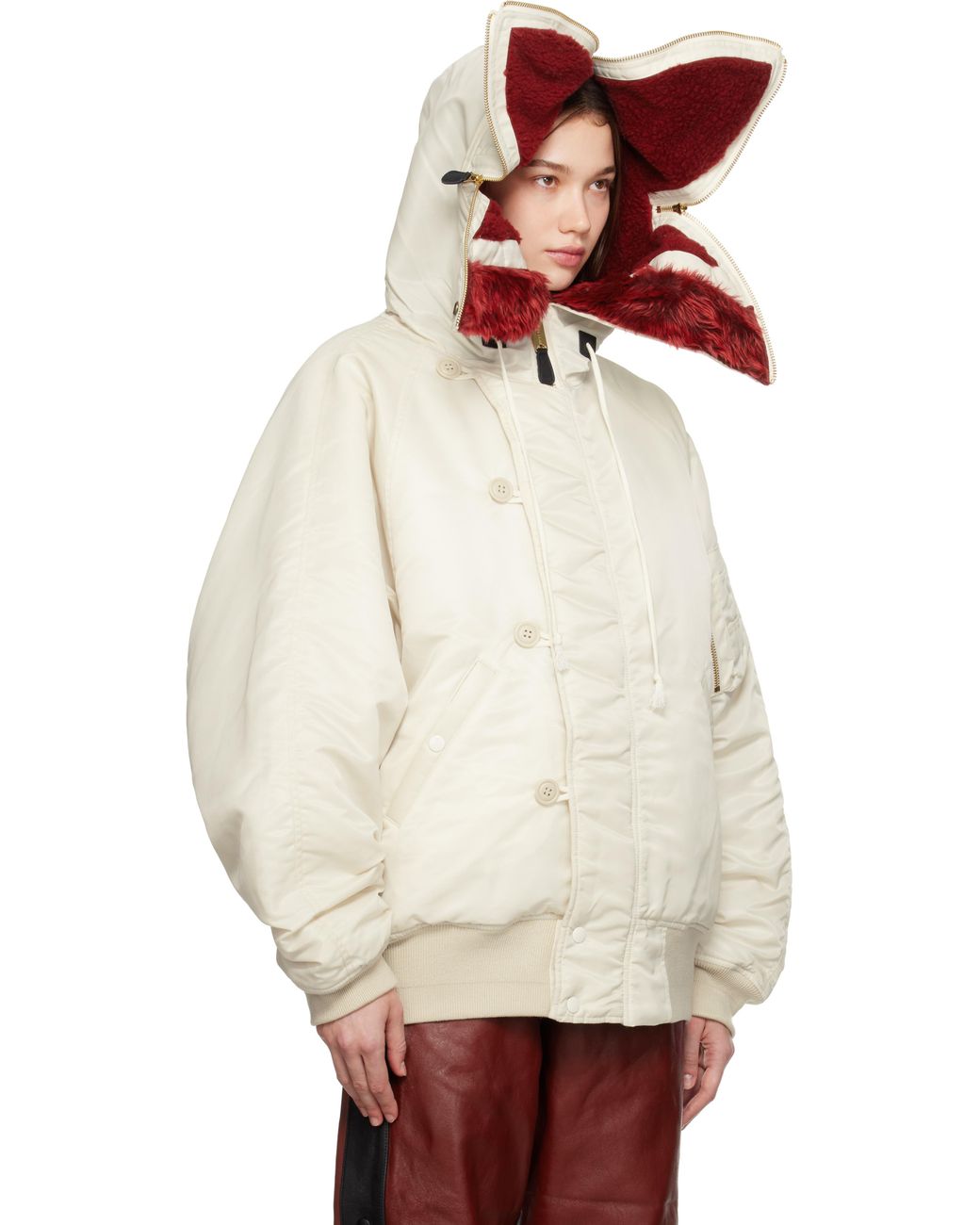 Doublet Off- Petal Mouth Hood Bomber Jacket in White | Lyst