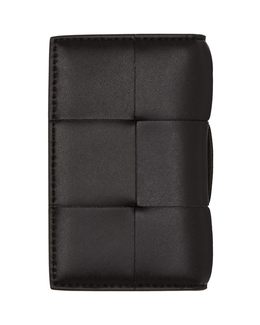 Bottega Veneta Black Tan Cassette Flap Card Case Wallet for men