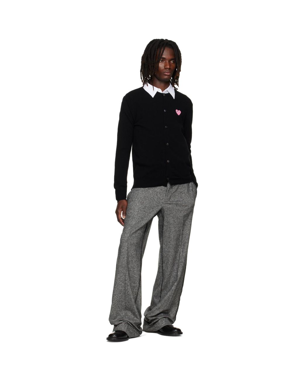 COMME DES GARÇONS PLAY Black Heart Emblem Round Neck Cardigan for men