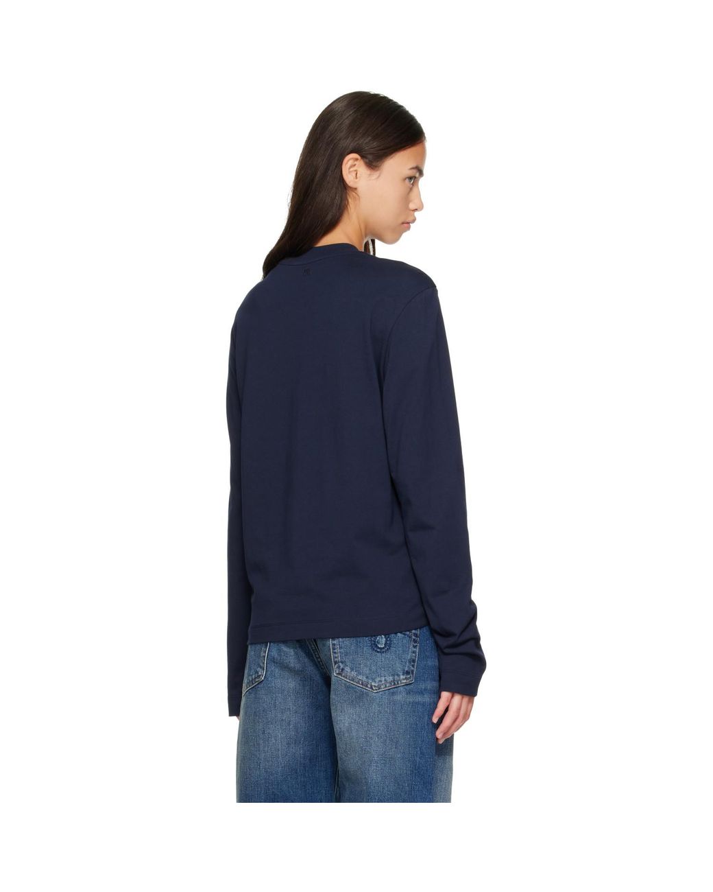 AMI Blue Cotton Longsleeves Ami De Coeur T-Shirt