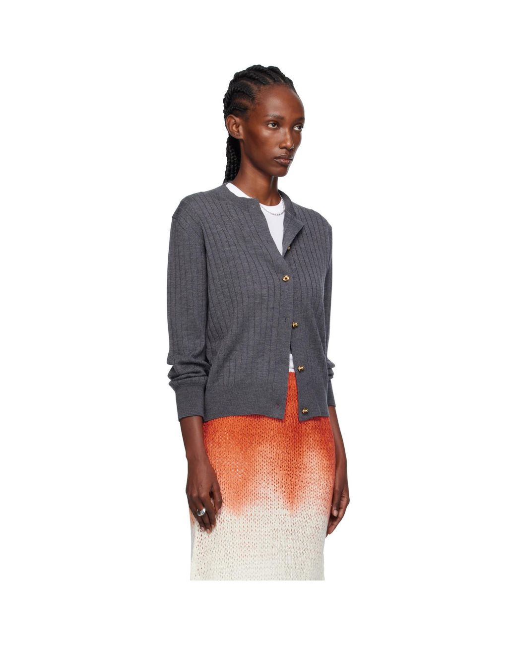 Bottega Veneta Black Wool Rib Cardigan
