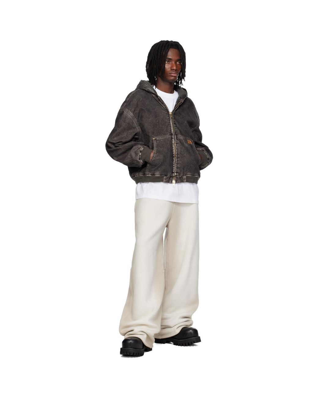 Alexander Wang White Allover Hotfix Mid-Rise Sweatpants for men