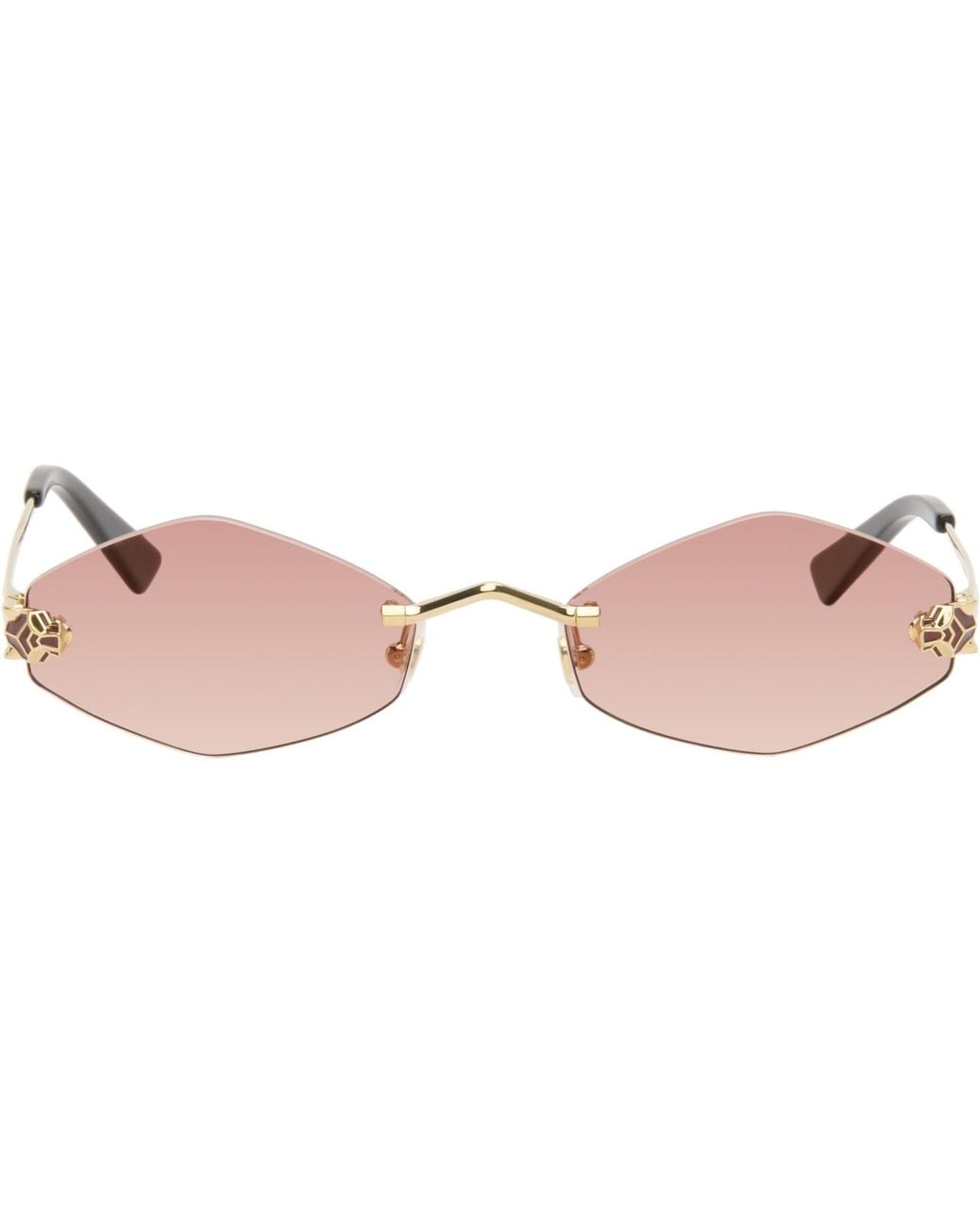 Cartier Black 'Panthère De Geometric Rimless Sunglasses