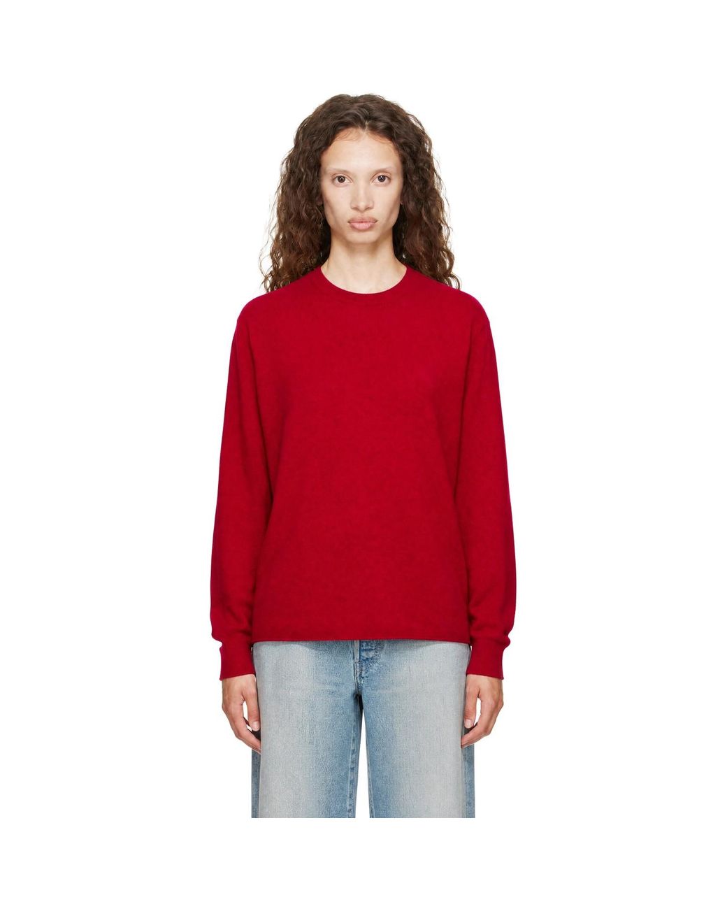 Ssstein Red Extra Fine Wool Knit Crew Neck Sweater