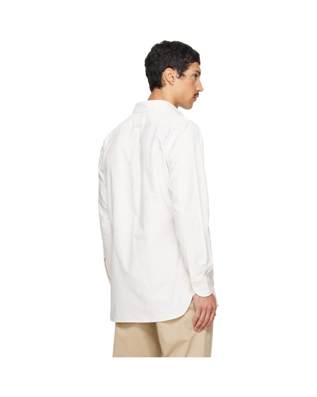 Drake's White Off- Cotton Oxford Cloth Button-Down Shirt for men