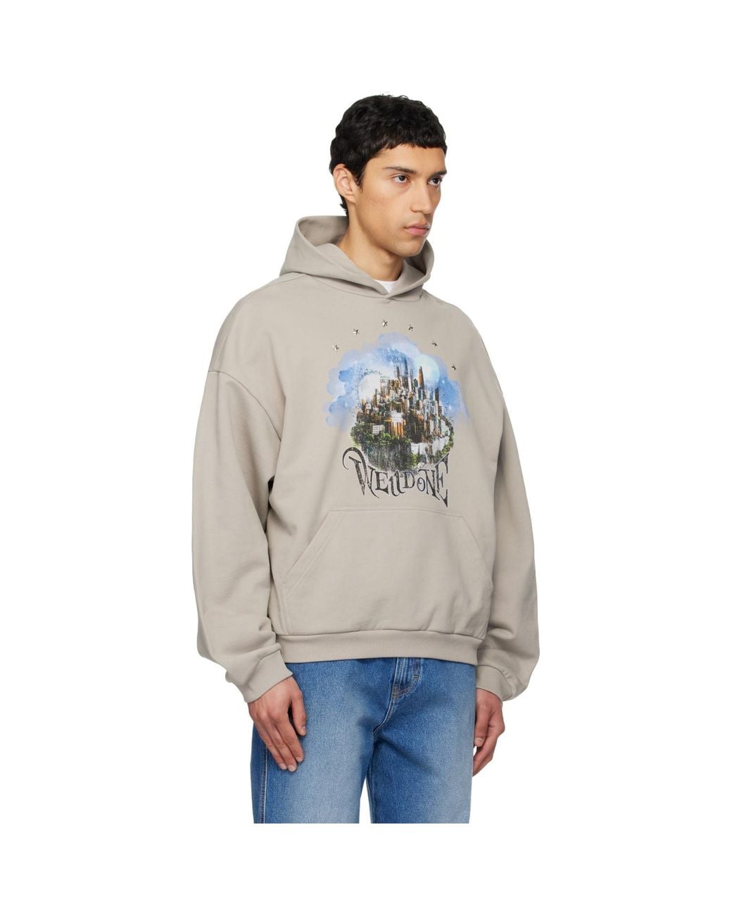 we11done Gray City Hoodie for men