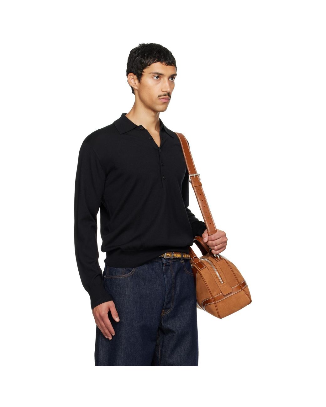 Dries Van Noten Black Wool Polo for men