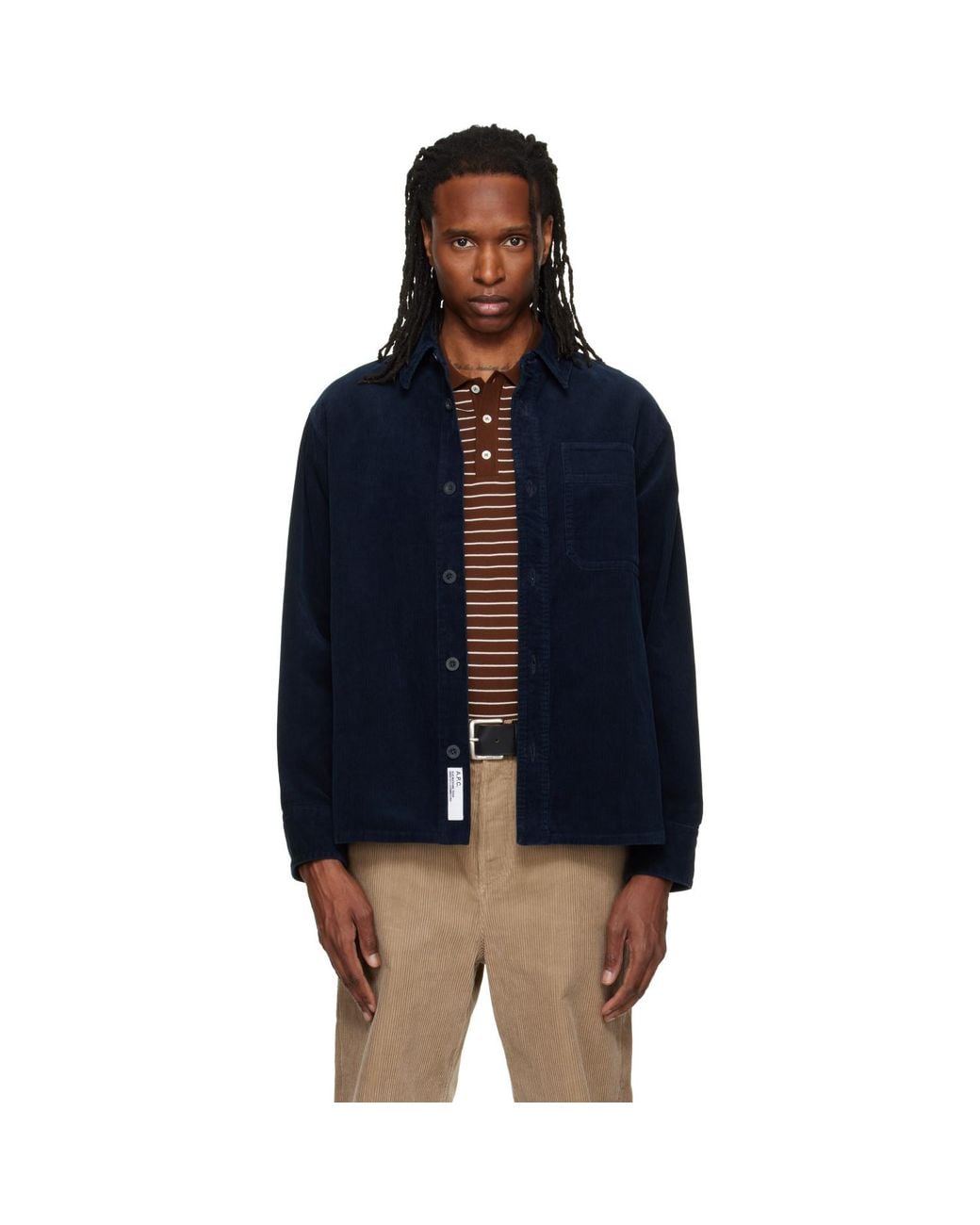 A.P.C. Blue Basile Logo Overshirt for men