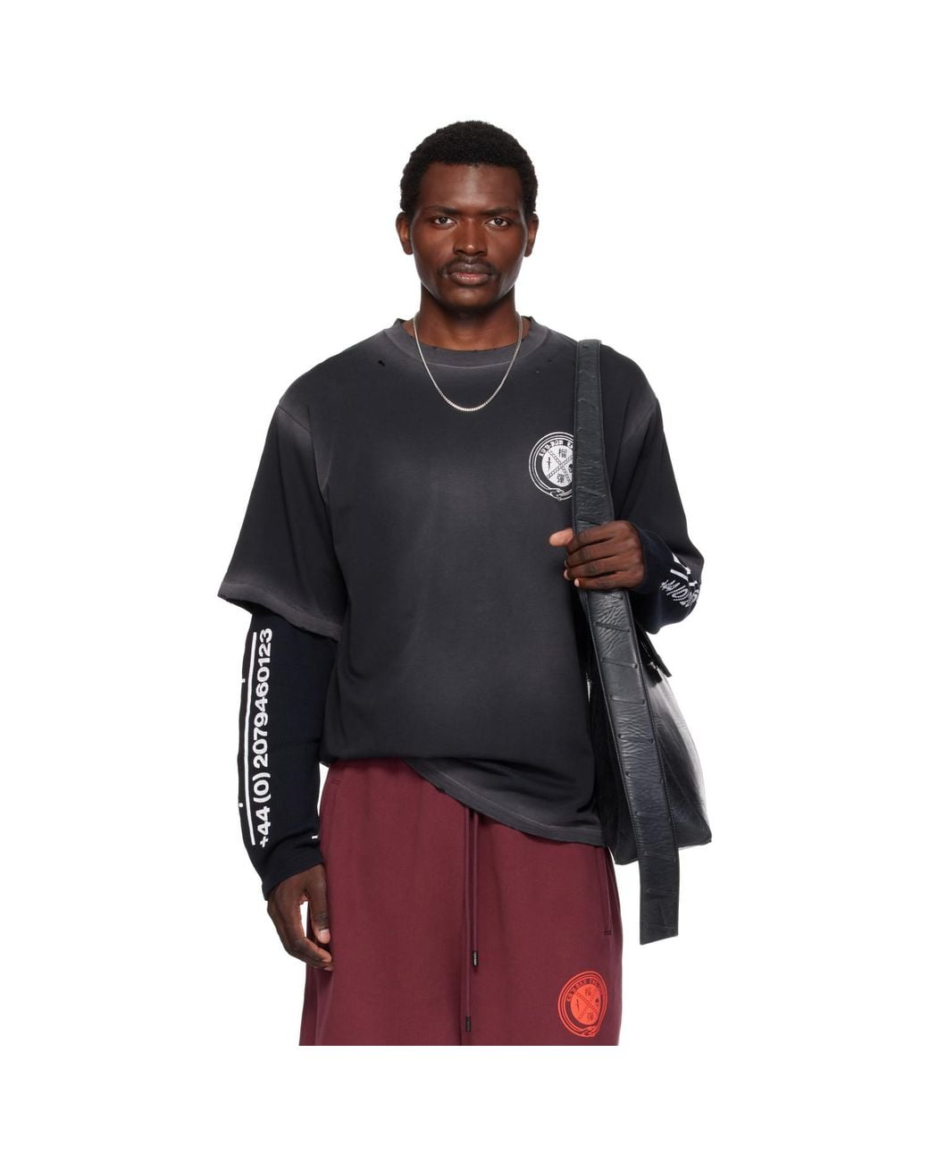 Lu'u Dan Black Corroded Double Deck T-Shirt for men