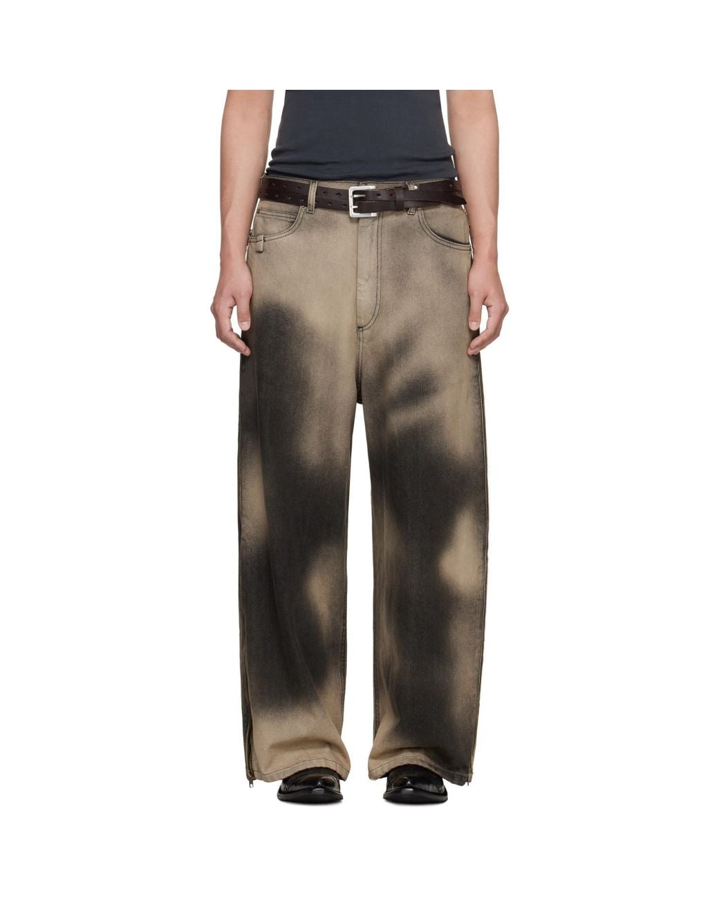 Lu'u Dan Black Side Zip Jeans for men
