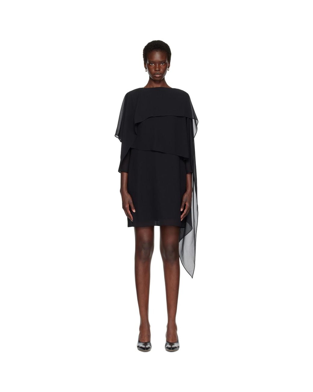 MM6 by Maison Margiela Black Chiffon Minidress