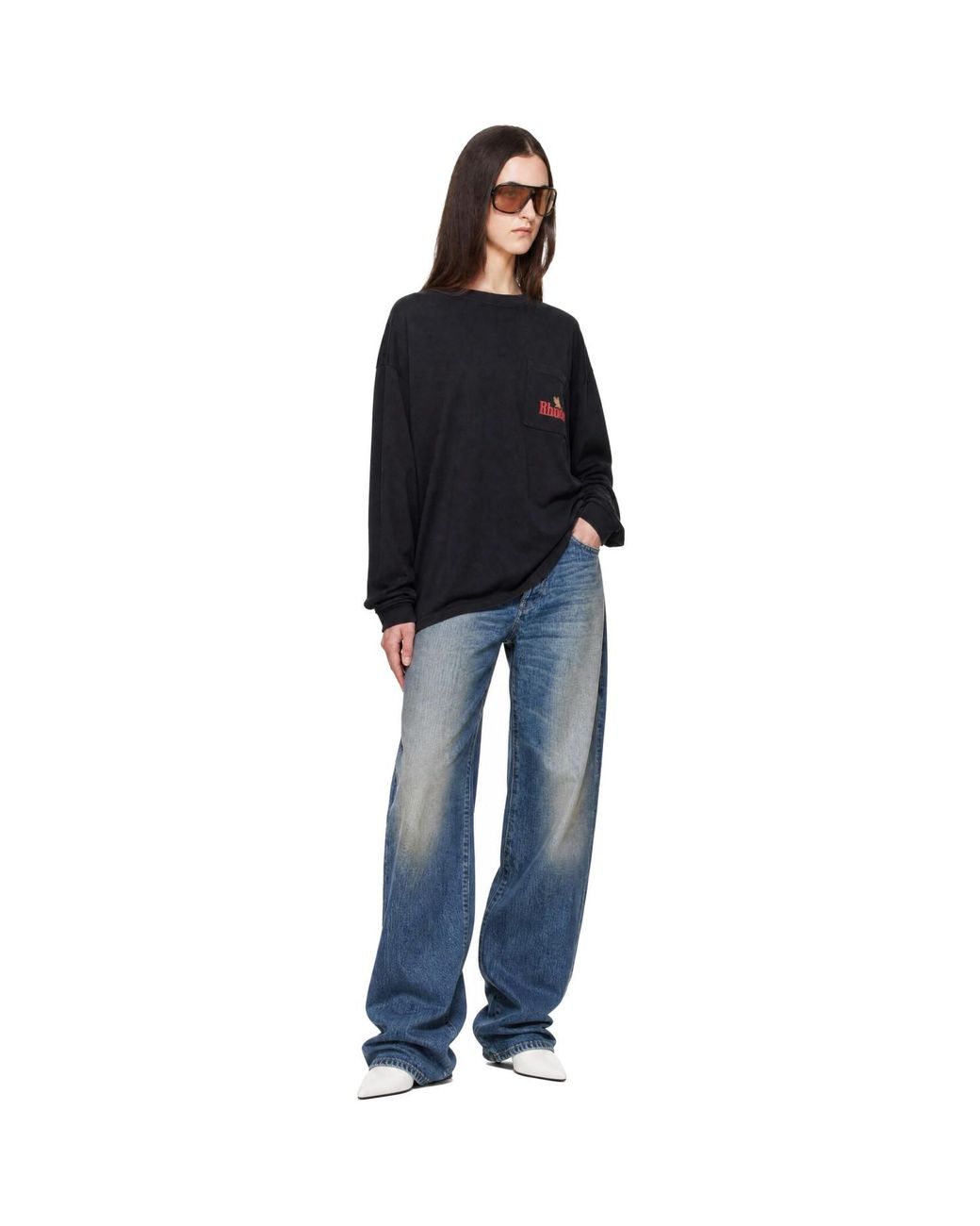 Rhude Black American Spirit' Pocket Long Sleeve T-Shirt