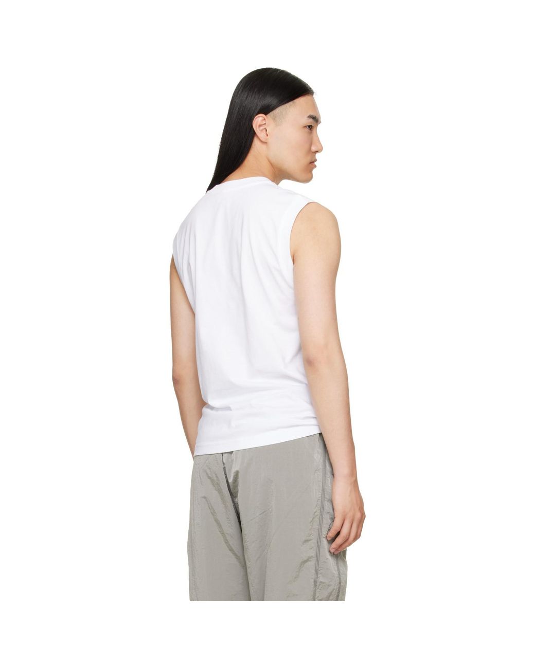 DIESEL White Chest Logo Print Tank Top for men