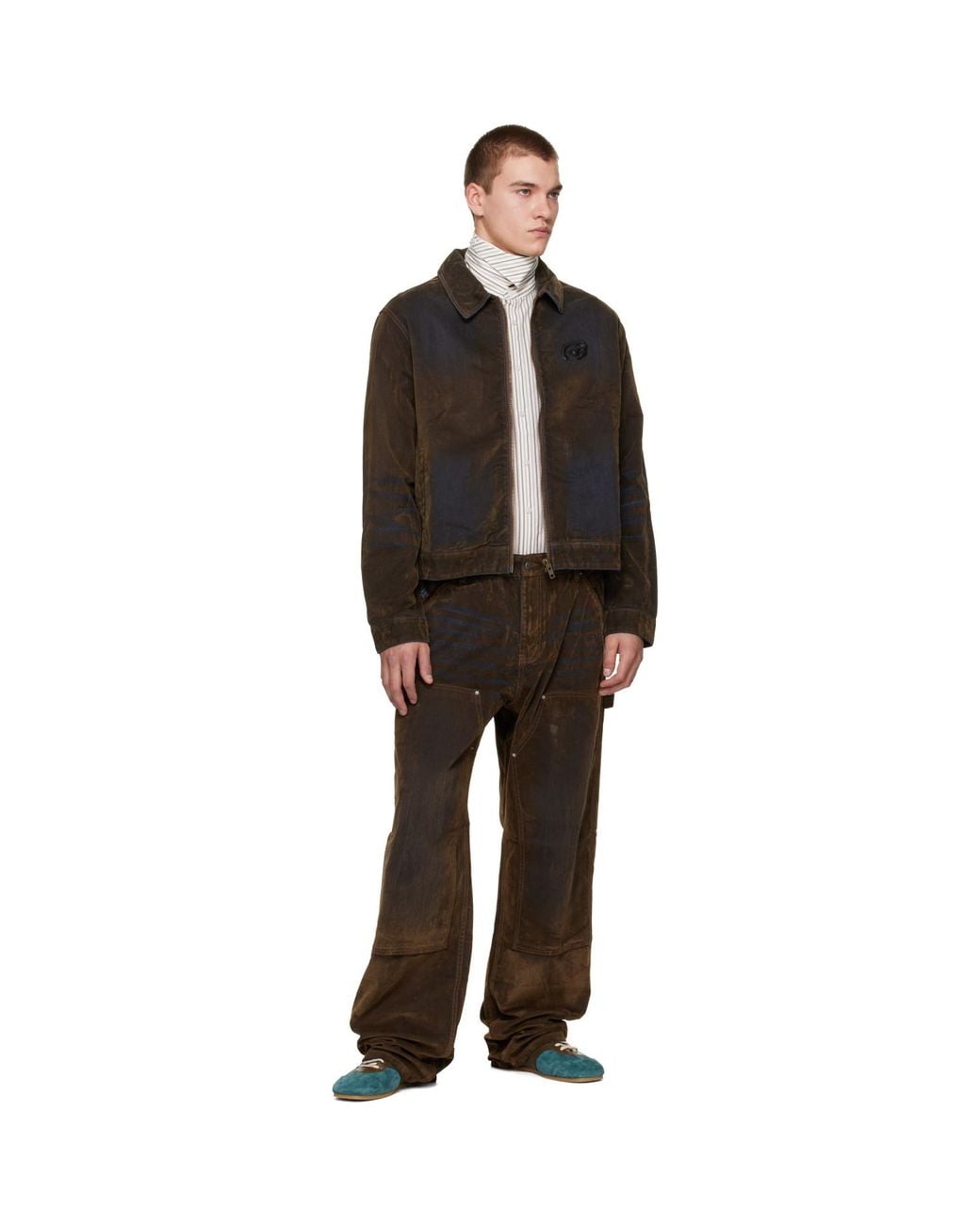 Kidsuper Brown Eye Badge Flocked Jeans for men