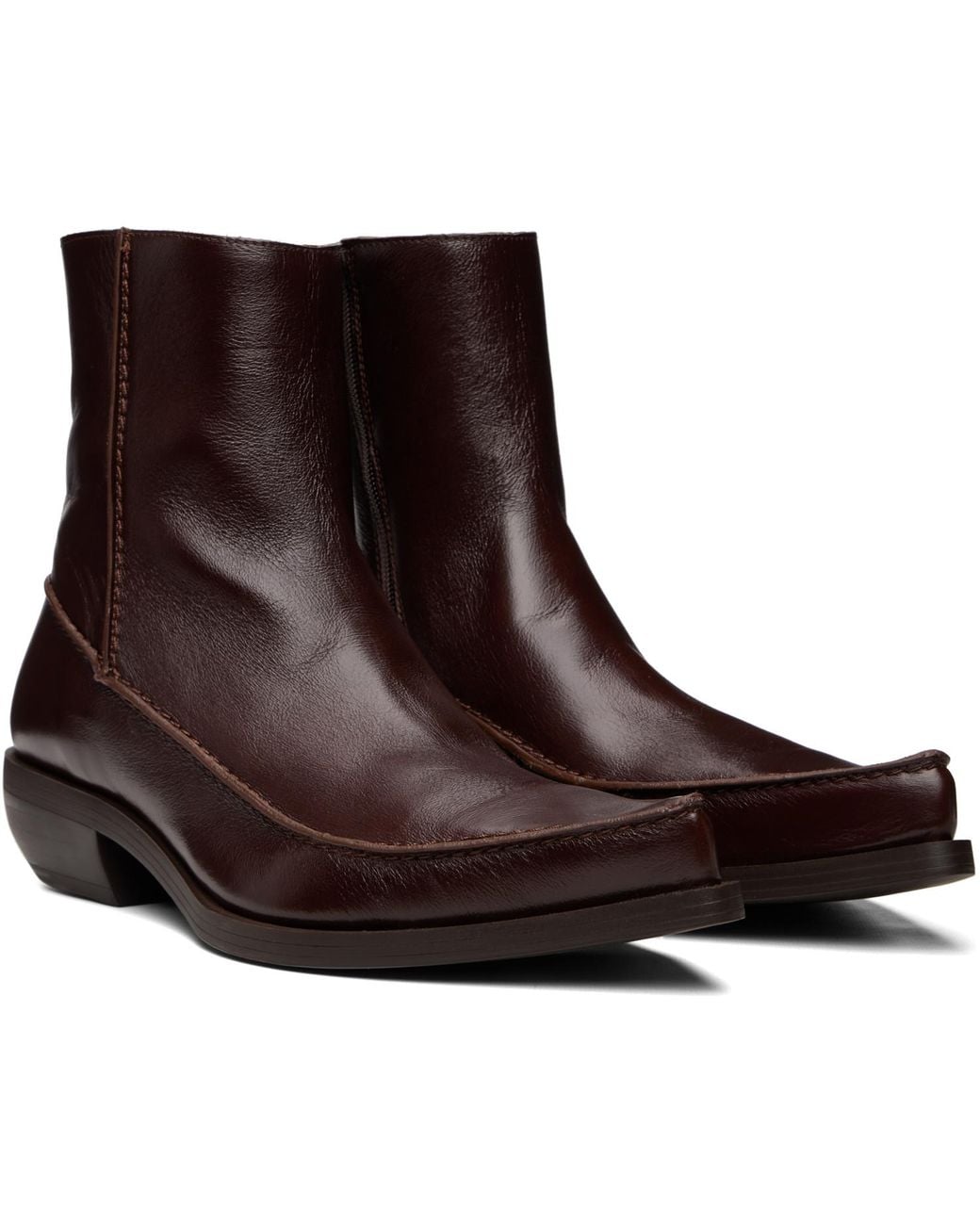 DIESEL Brown D-Frido Western Ankle Boots for men