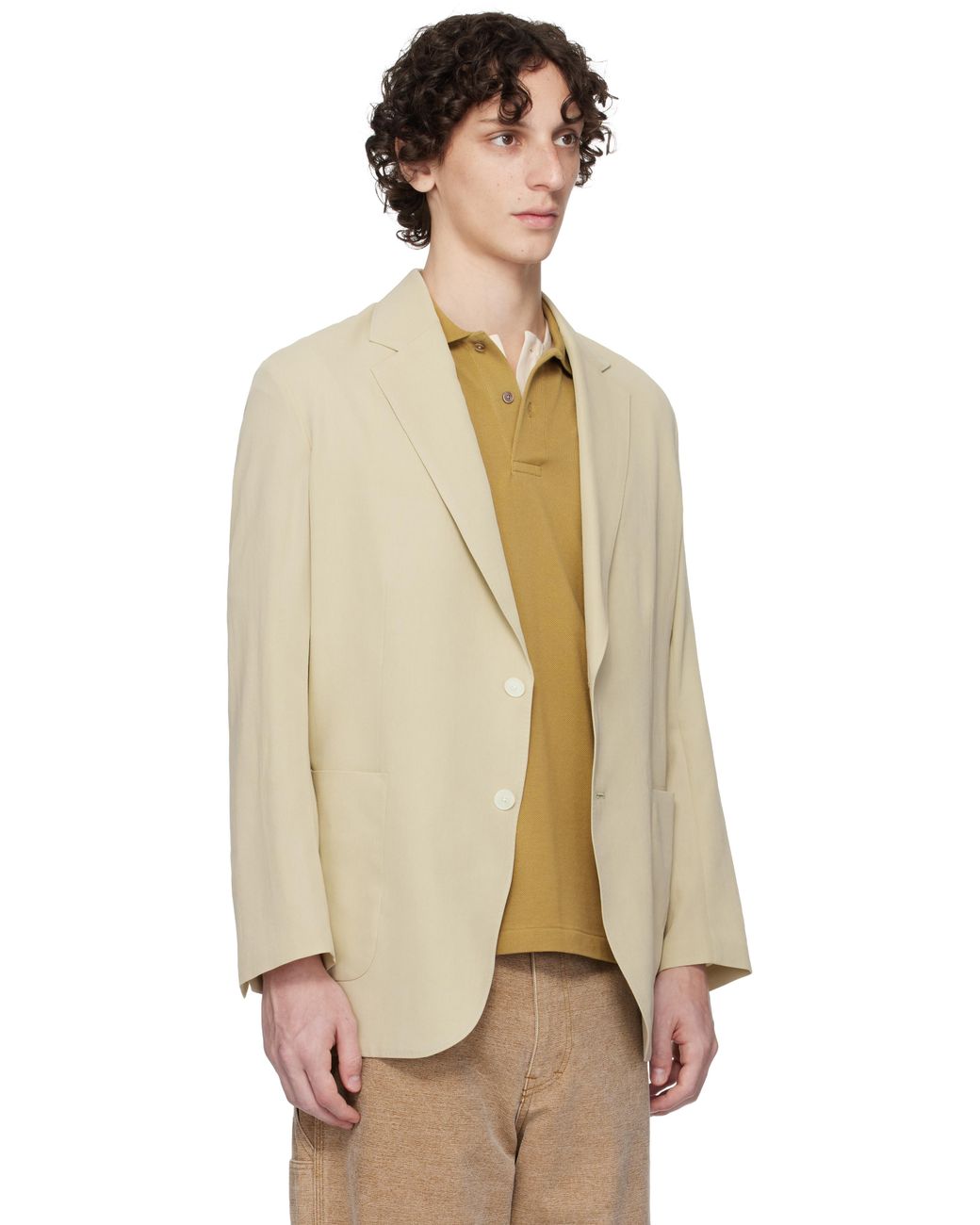 AURALEE Khaki Light Cotton Wool Viyella Blazer in Natural for Men