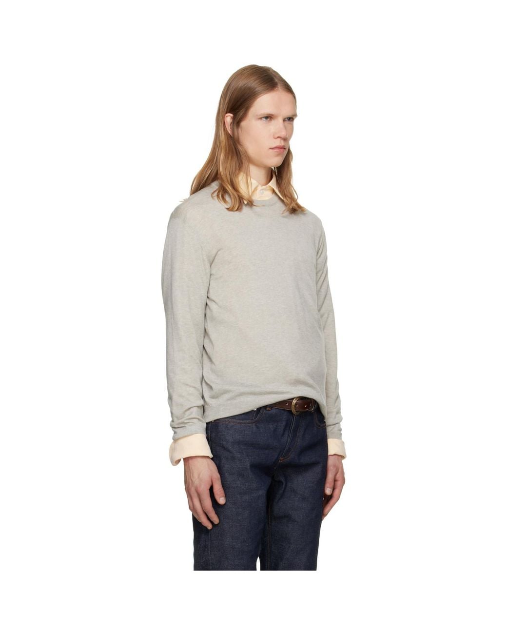Ralph Lauren Gray Cashmere Crewneck Sweater for men