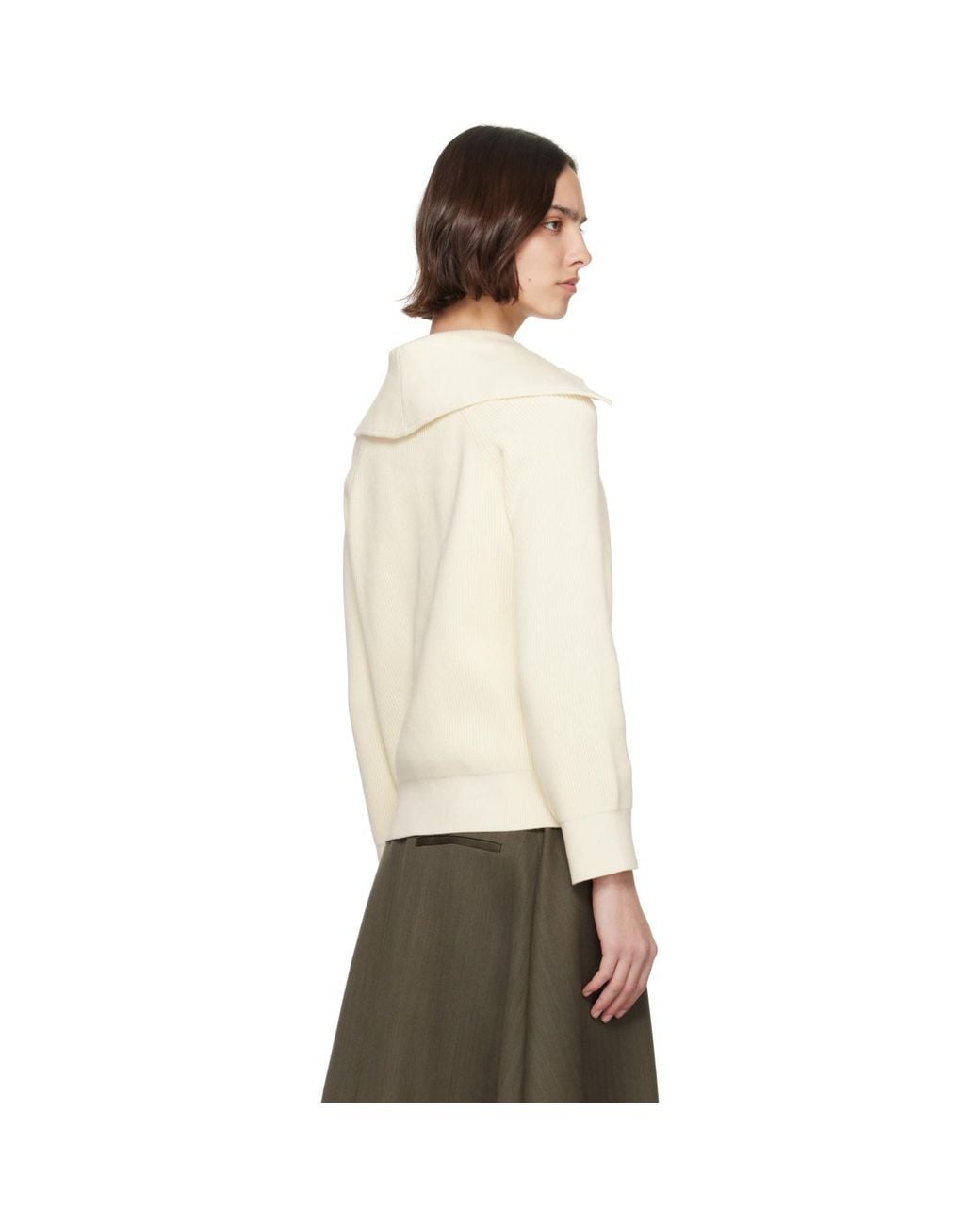 Bottega Veneta Black Off- Cotton Rib Cardigan