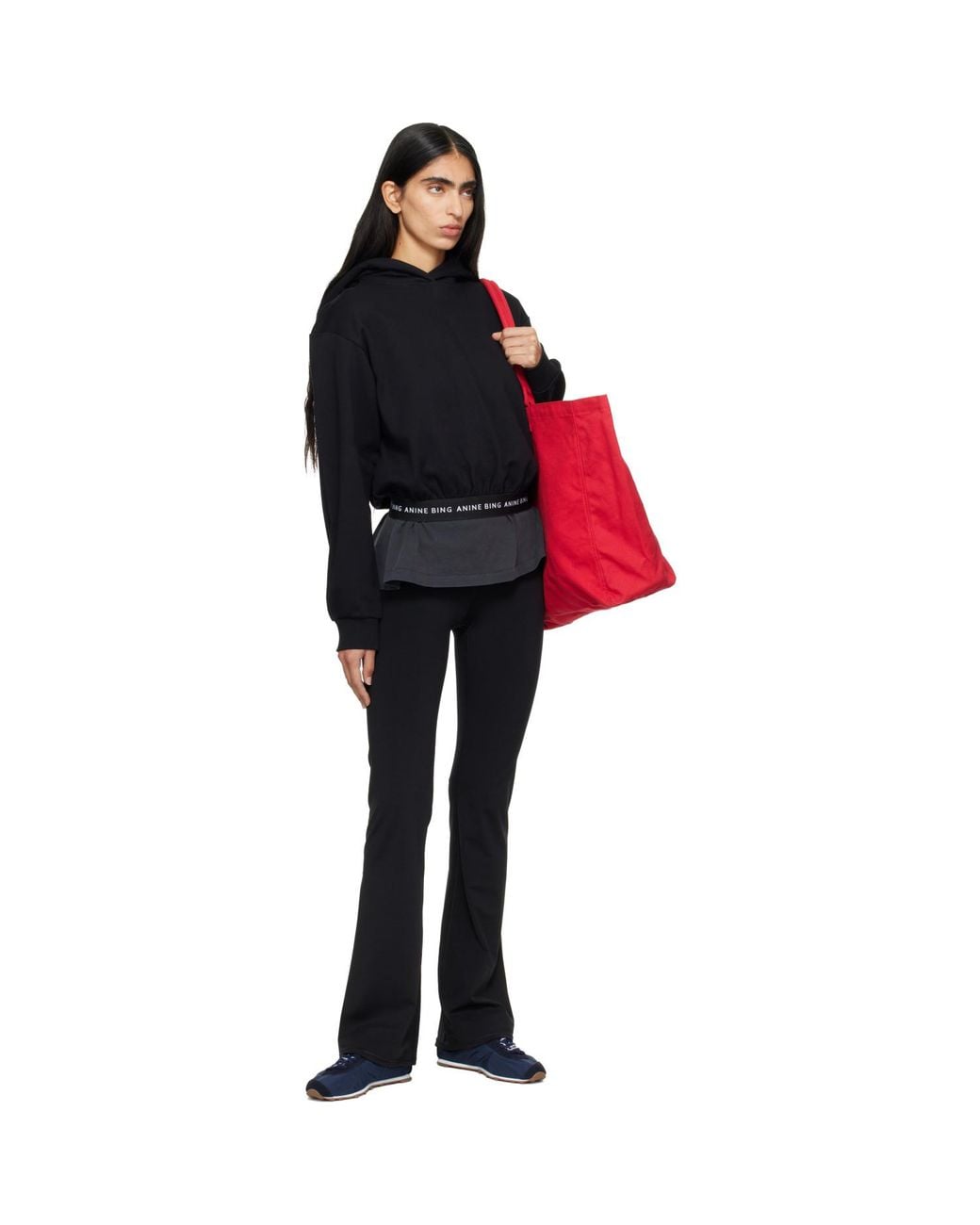 Anine Bing Black Dany Cropped Hoodie