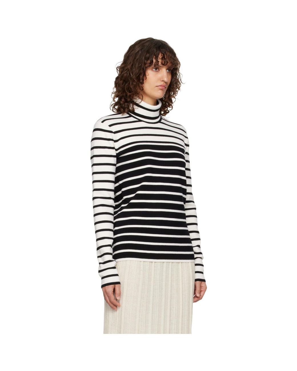 Totême Black Striped Turtleneck