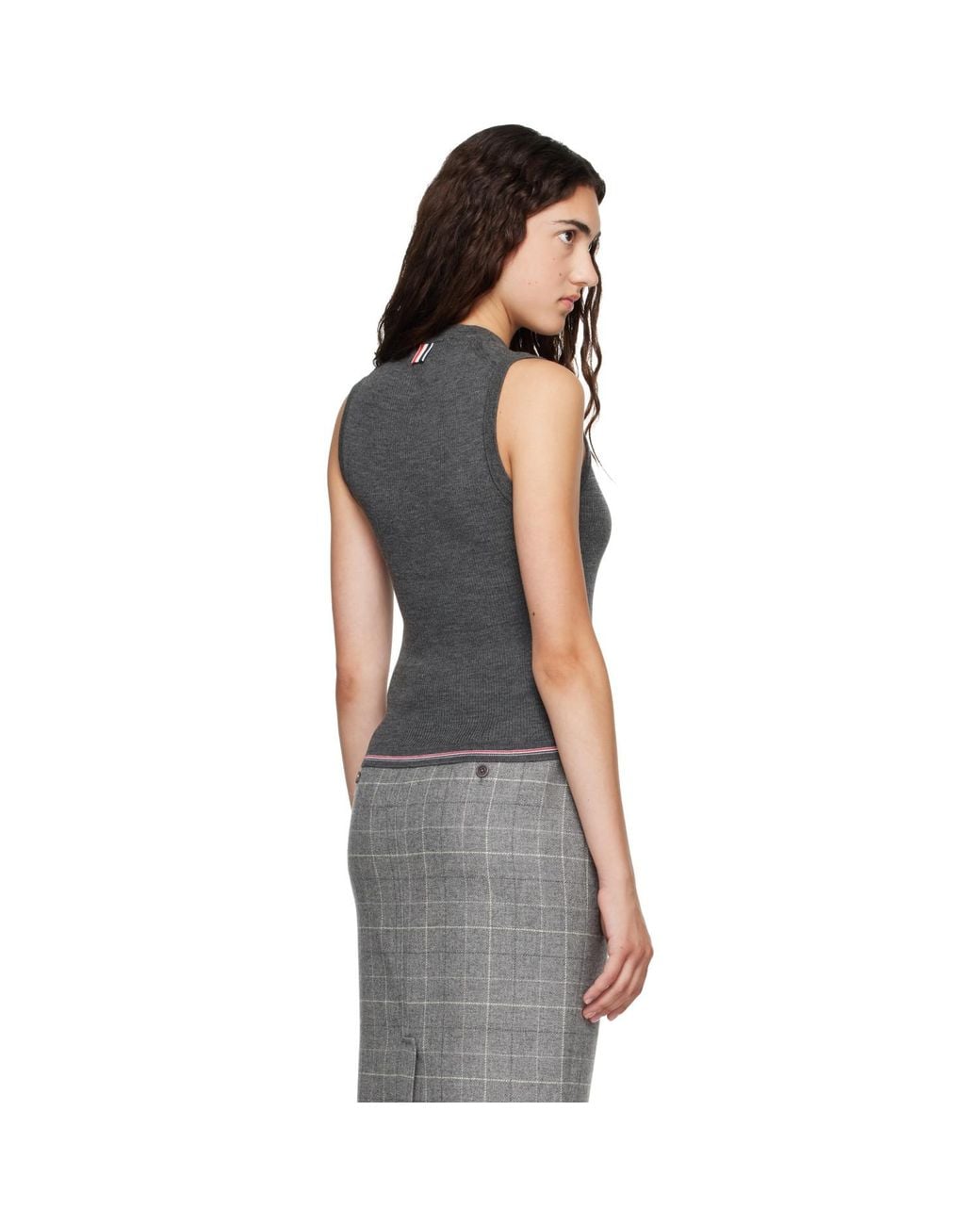 Thom Browne Gray Merino Wool Rwb Stripe Tank Top