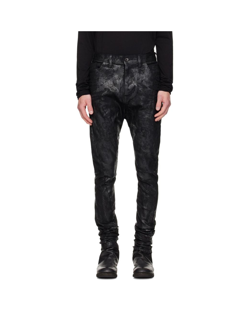 Julius Black Coated Bending Skinny Jeans for men