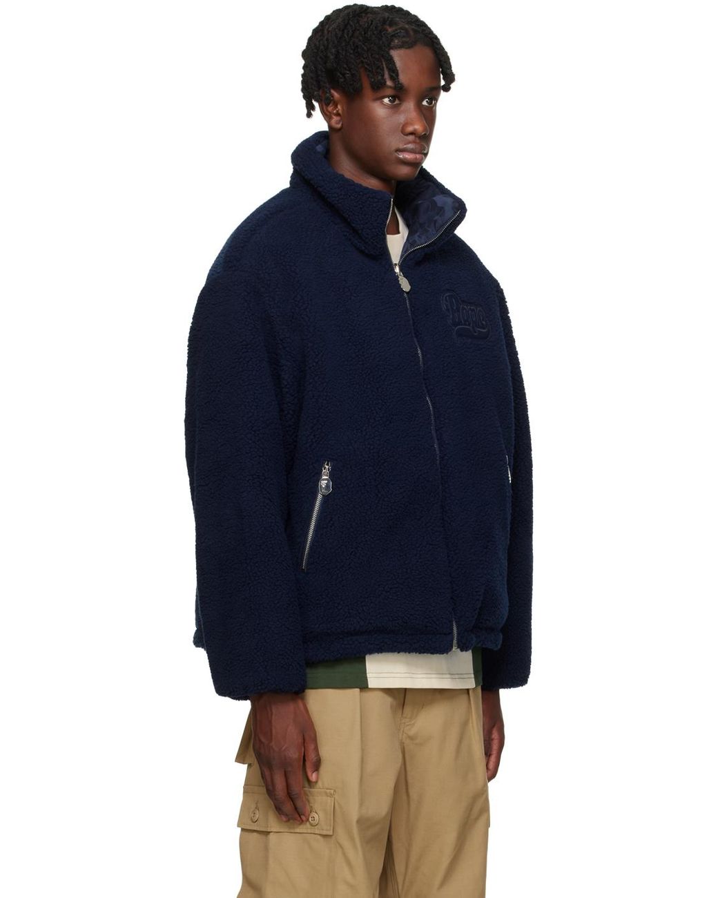 A Bathing Ape Blue Tonal Solid Camo Reversible Jacket for Men | Lyst