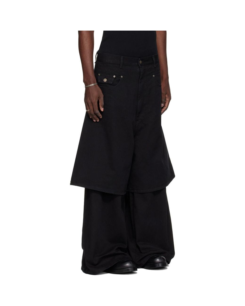 Lu'u Dan Black Double-Deck Denim Jeans for men