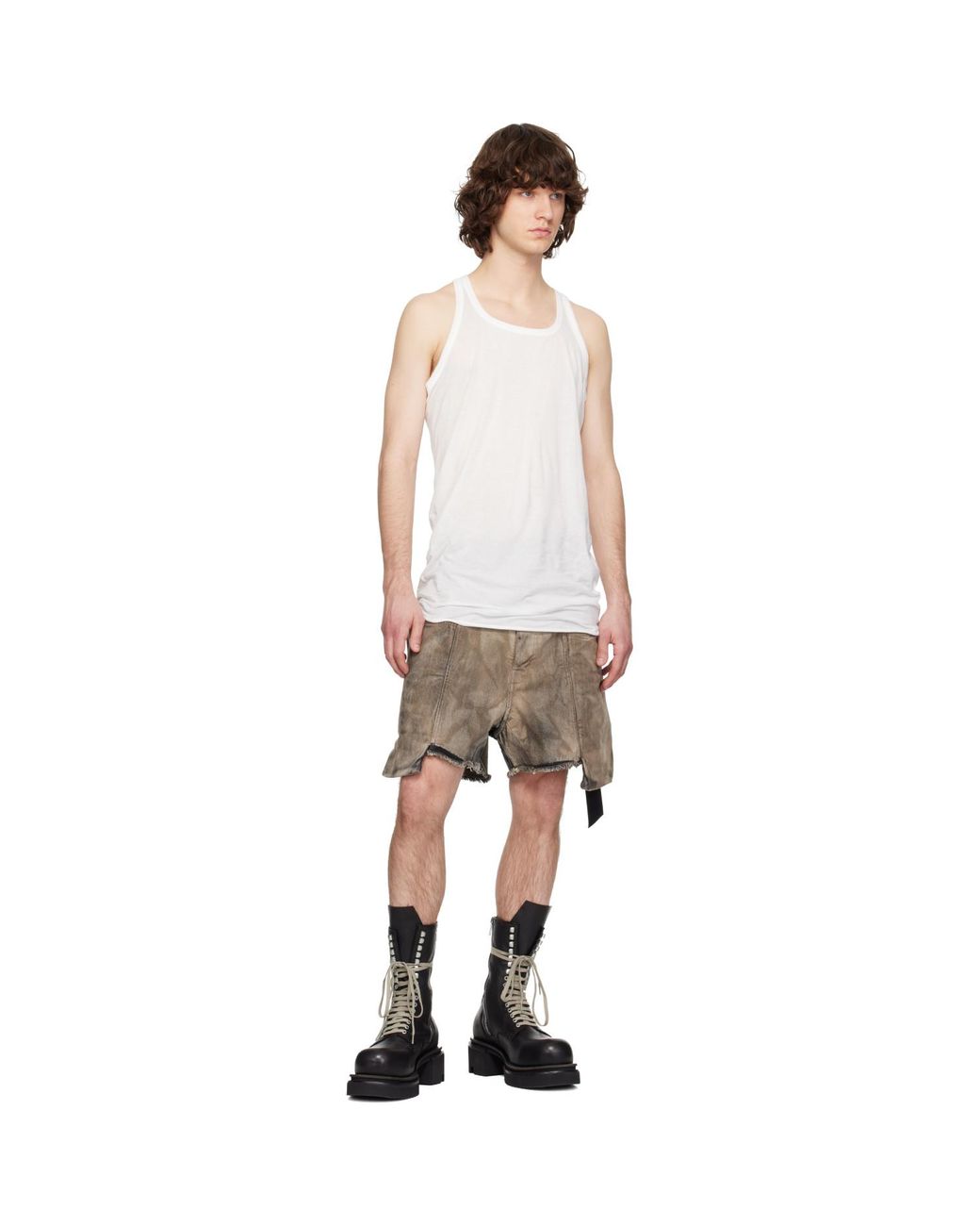 Rick Owens Multicolor Temple Denim Stefan Cargo Shorts for men