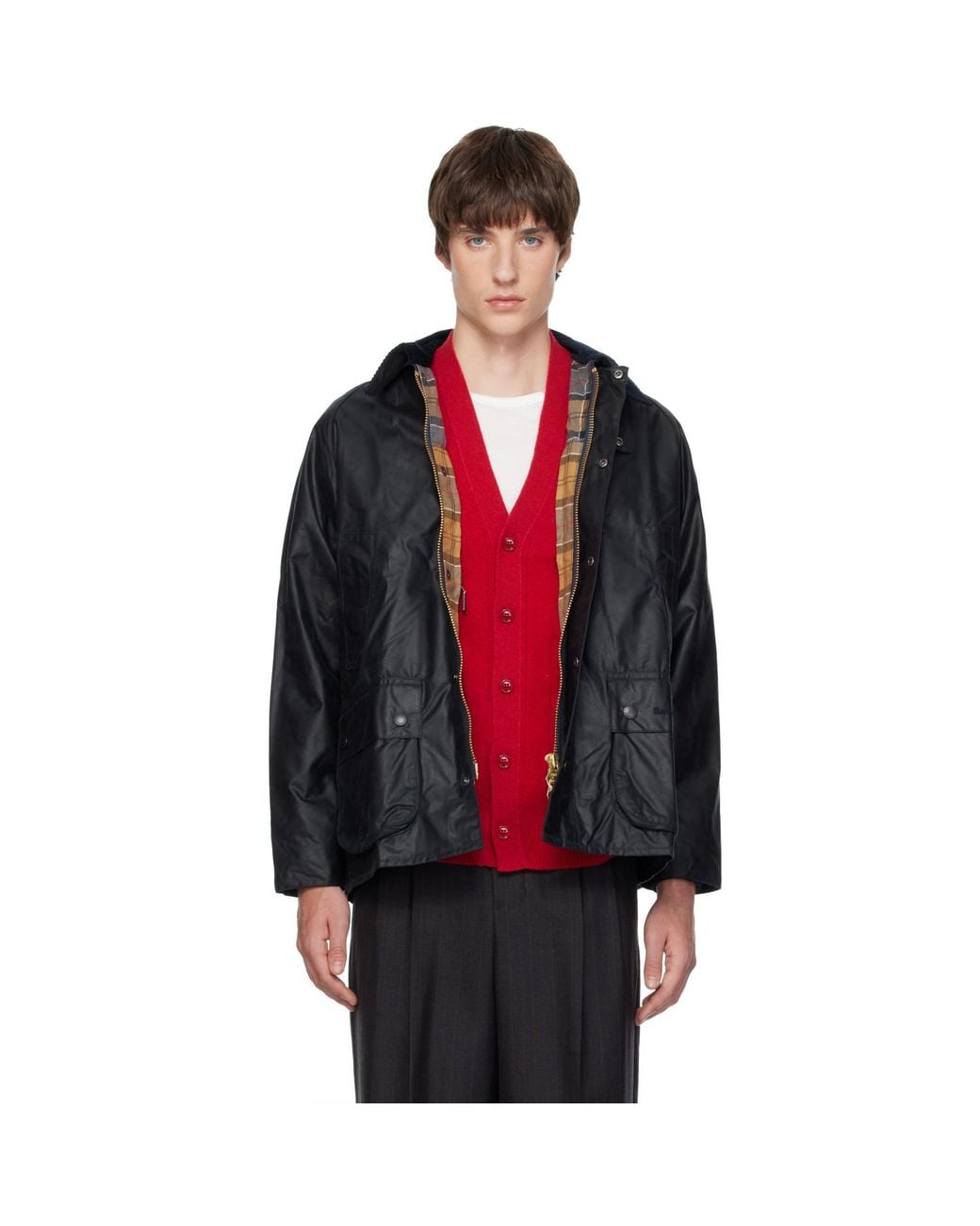 Barbour Red Bedale Waxed Jacket for men