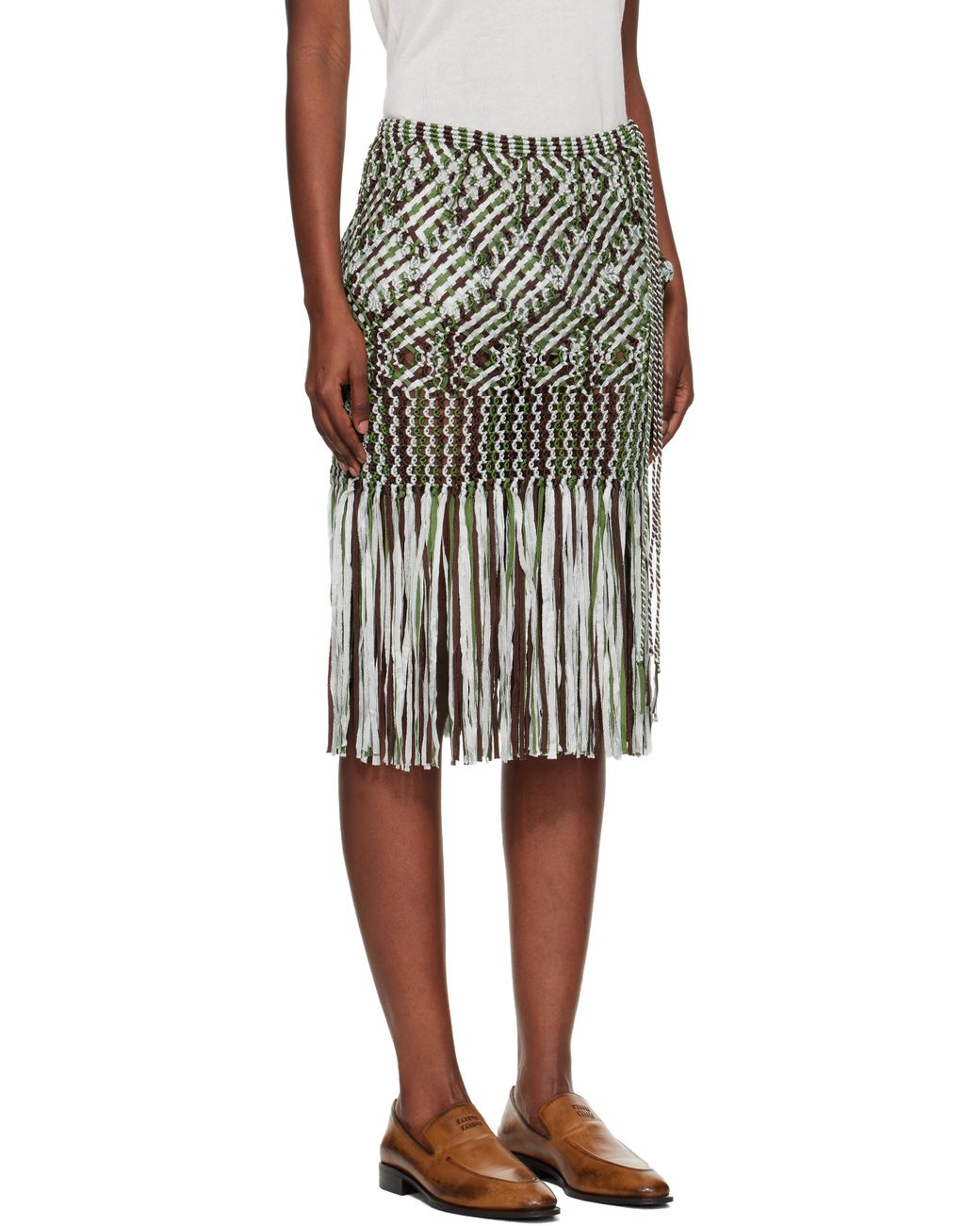 Wales Bonner Black Java Macrame Midi Skirt