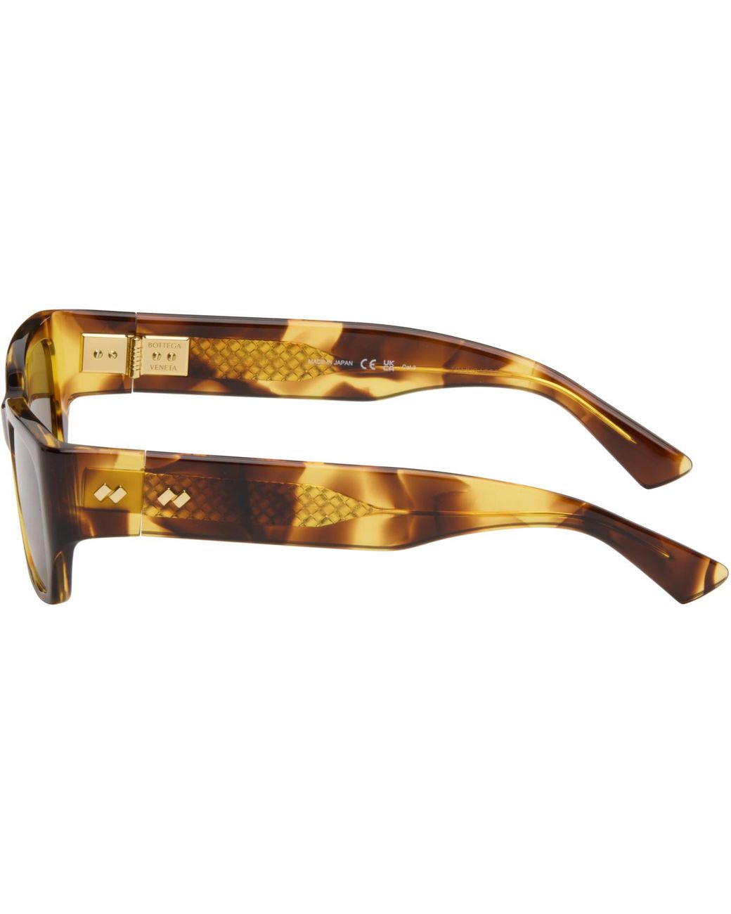 Bottega Veneta Black Intrecciato Square Sunglasses for men