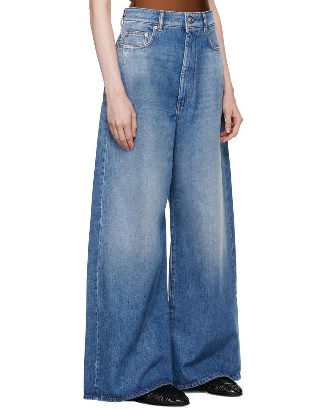 デニム・ジーパン SPORTMAX PROCIDA - Low-waisted oversize denim trousers sportmax-008-Navy-Oversized-