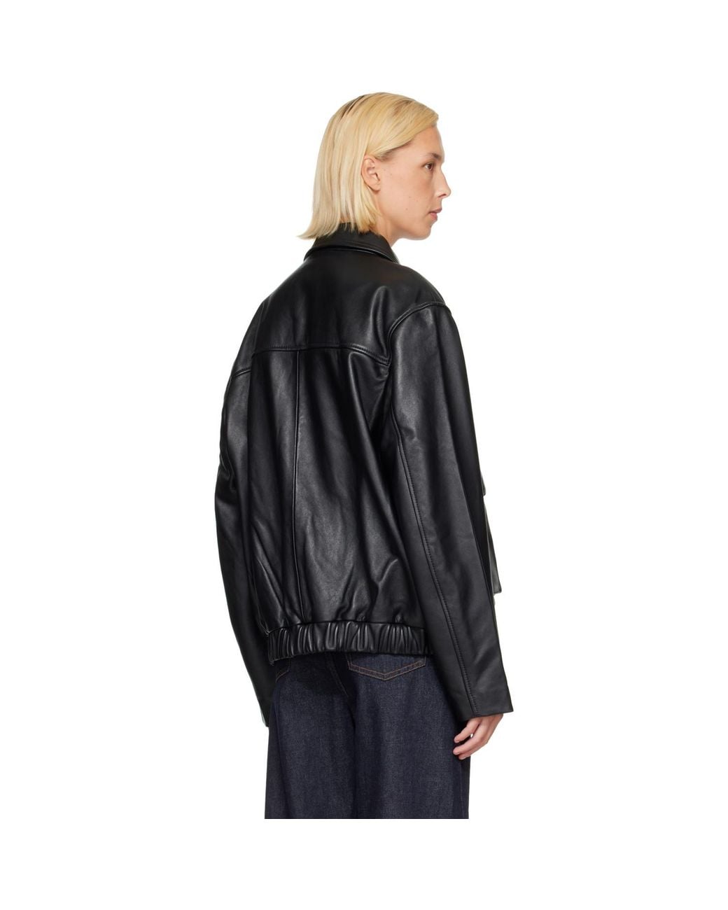 Citizens of Humanity Black Zip Front Leather Bomber Jacket