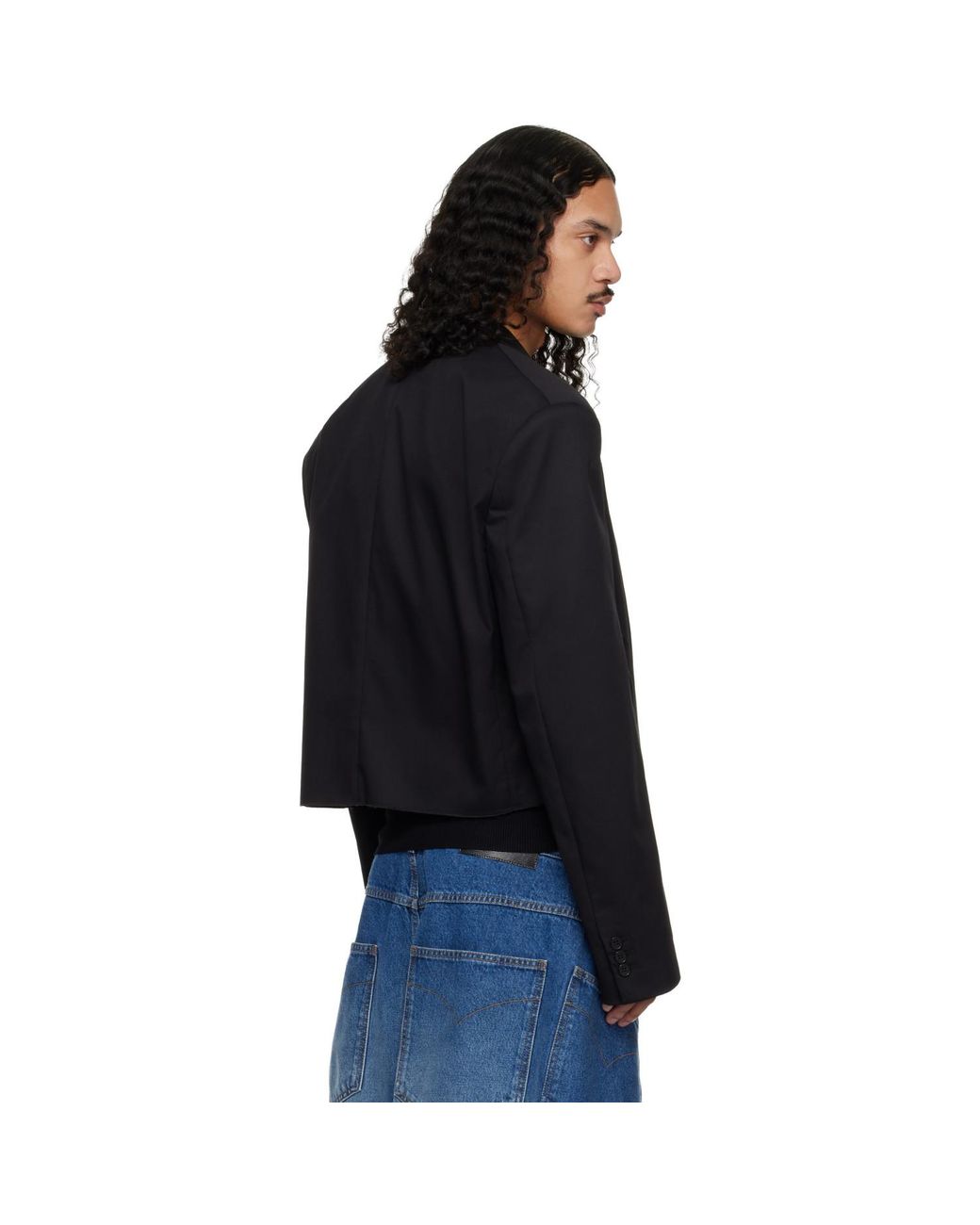 Lu'u Dan Black Slashed Blazer for men