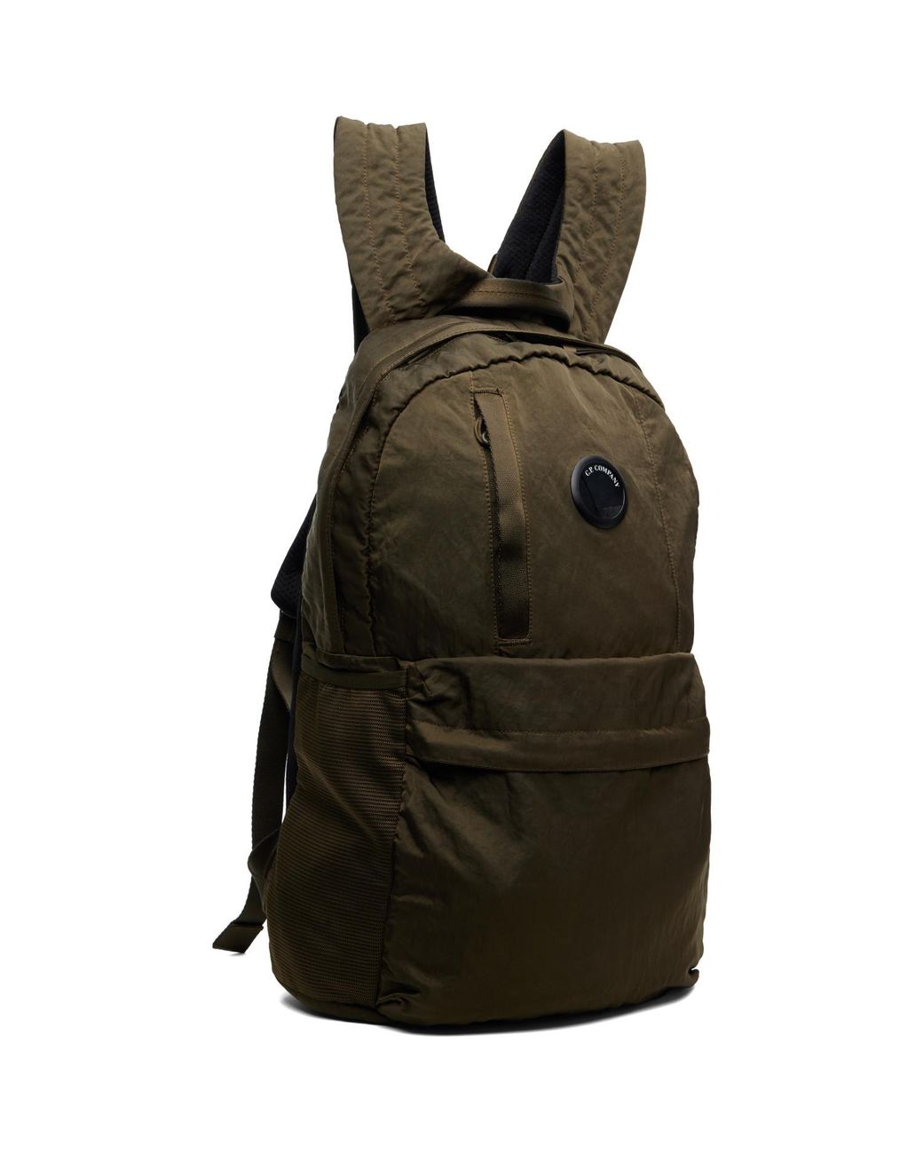C P Company Green Khaki Nylon B Lens Backpack for men