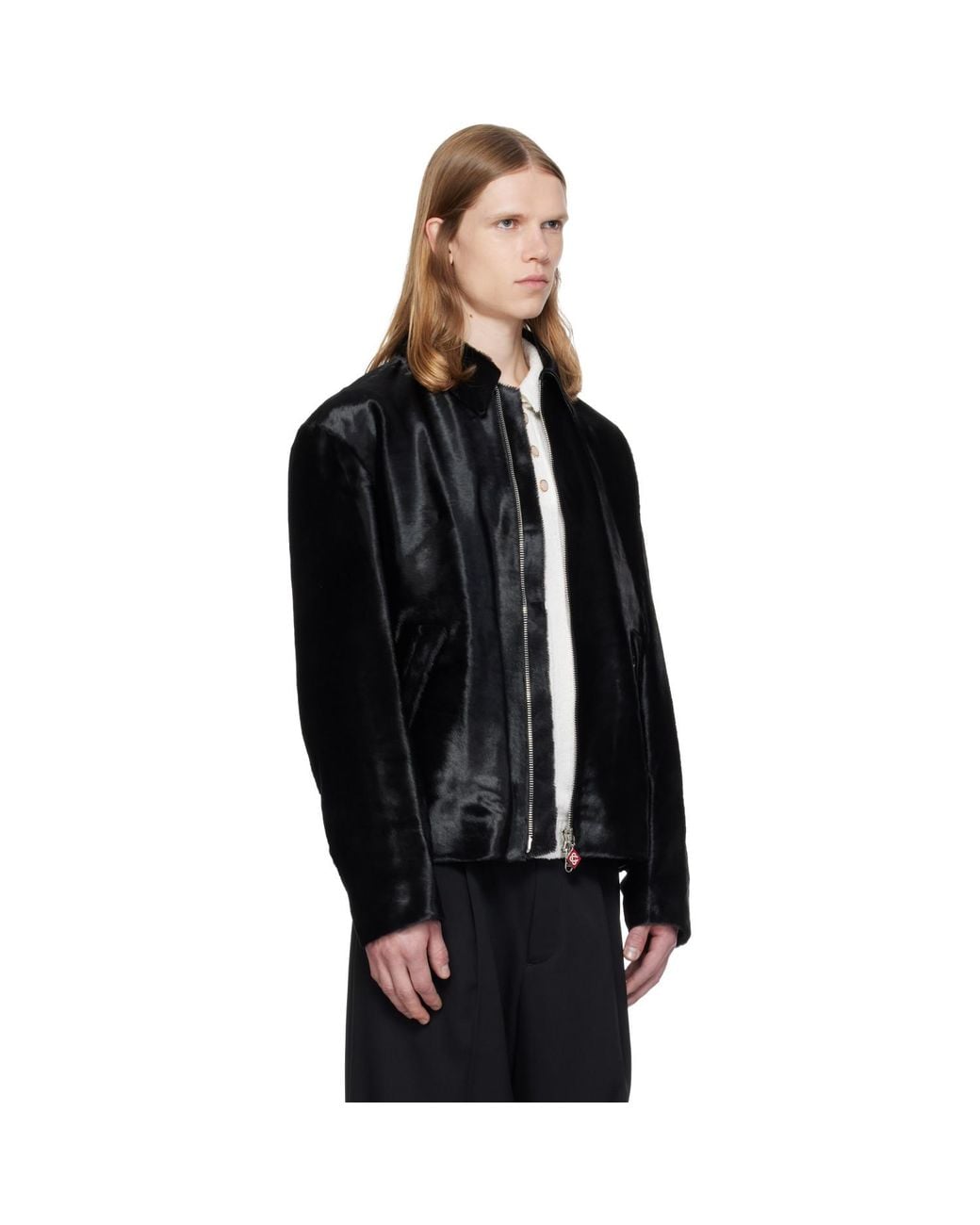 Casablanca Black Pony Hair Leather Jacket for men