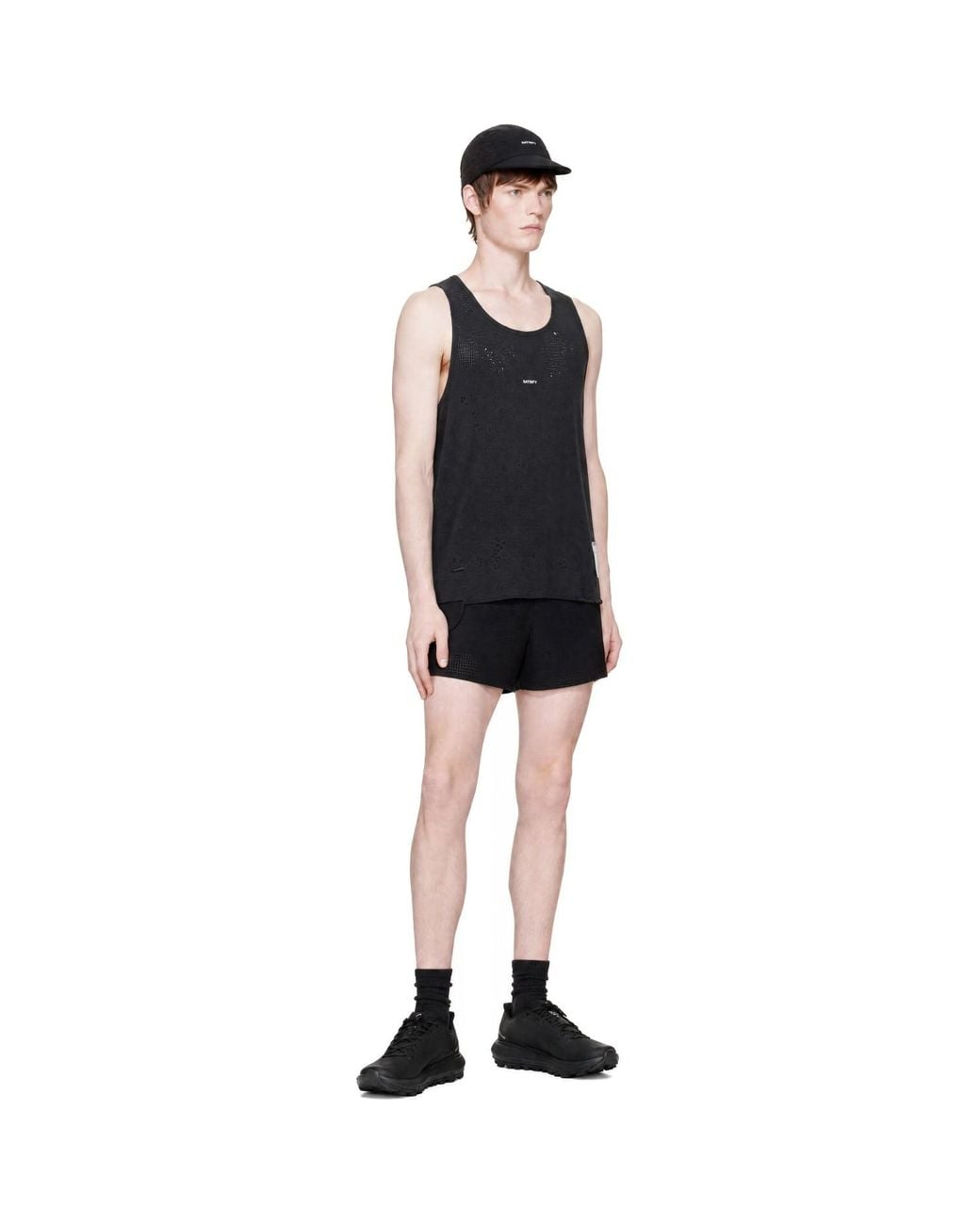 Satisfy Black Mothtech Waffle Singlet Tank Top for men