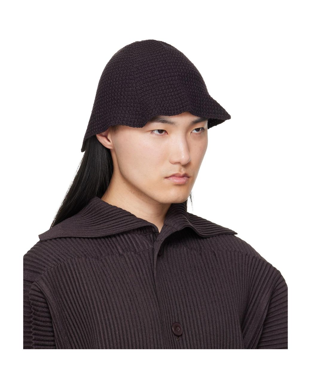 Homme Plissé Issey Miyake Black Crochet Hat for men