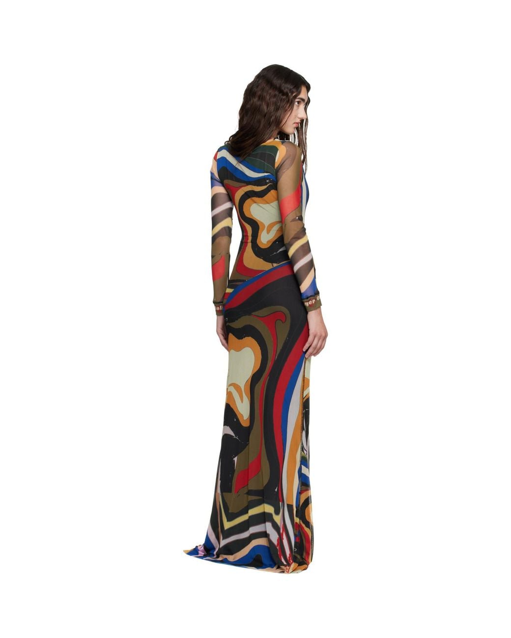 OTTOLINGER Black Mesh Longsleeve Maxi Dress