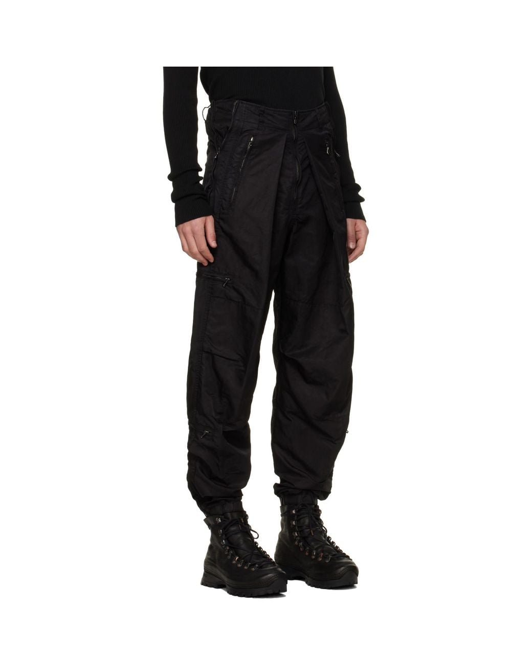 Julius Black Flight Zip Cargo Pants for men