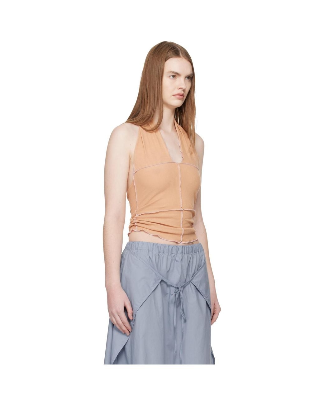Baserange Blue Tan Cinder Halter Top