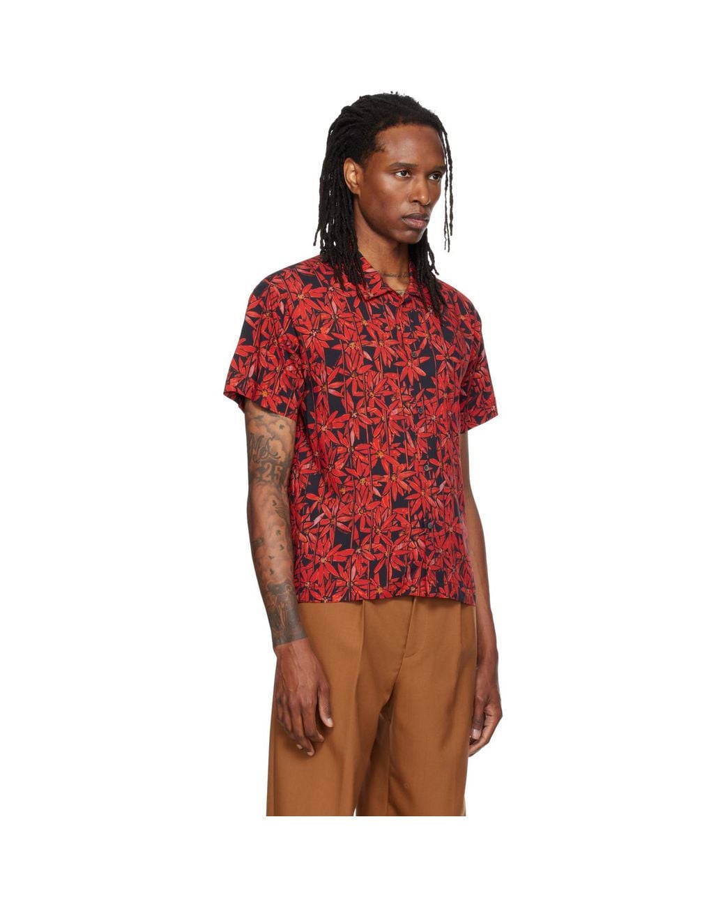 Magliano Red 'Behind Bars Flowers' Shirt for men