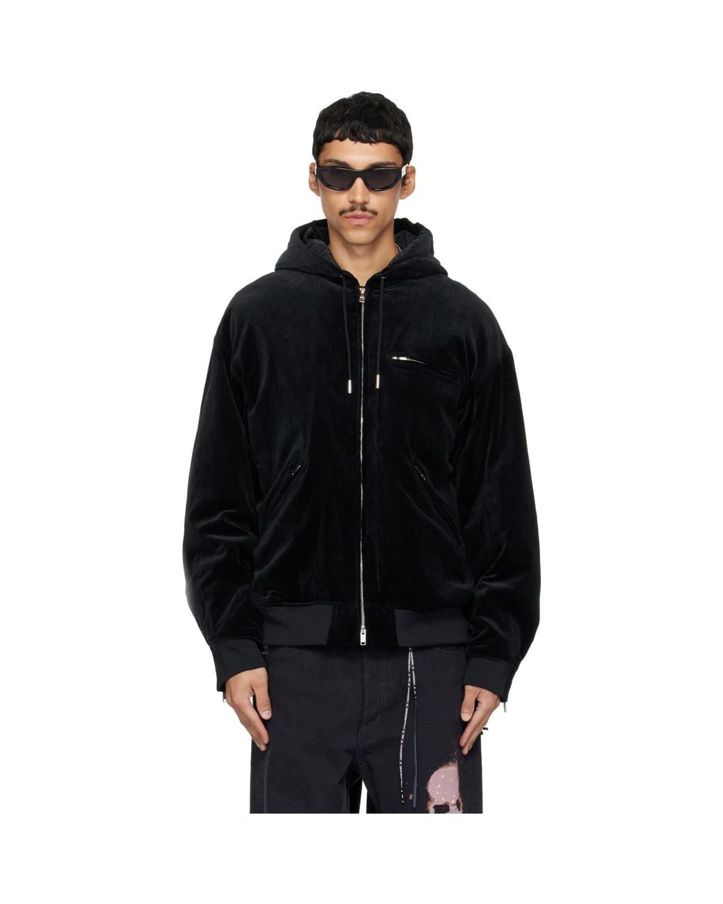 Mastermind Japan Black Mj Velveteen Hooded Work Jacket for men